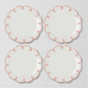 Anthropologie Pink Scalloped Plates – Set of 4 | NWOT